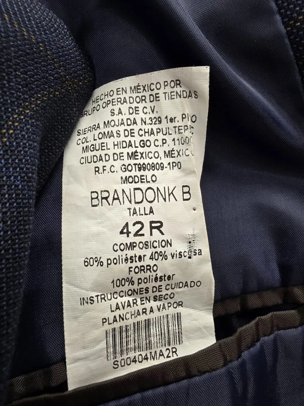 Marco Viali 42R Navy Blazer Sport Coat Jacket 2-Button Check W852